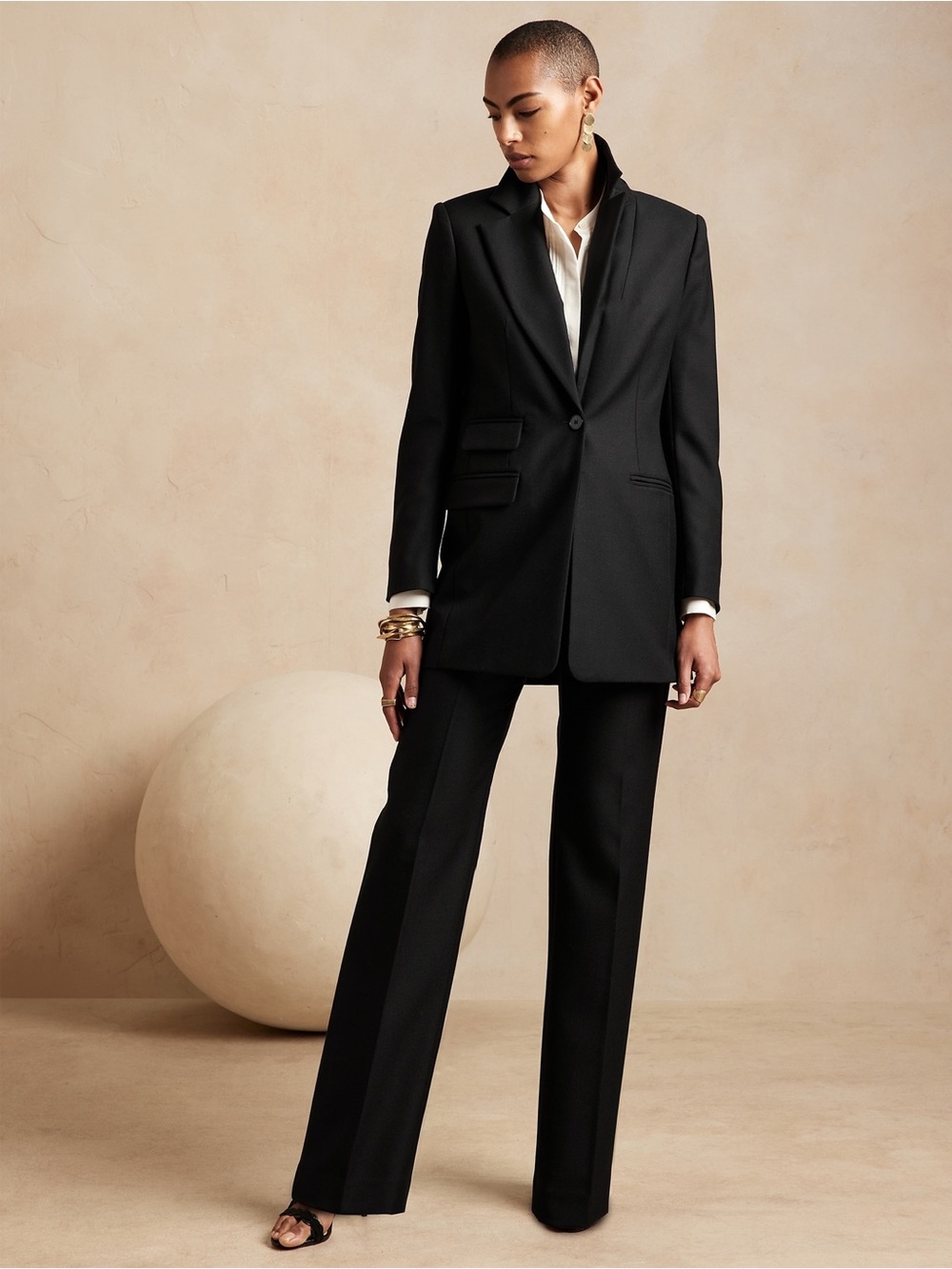 Banana Republic - Long Lido Straight Italian Wool Pant - Black